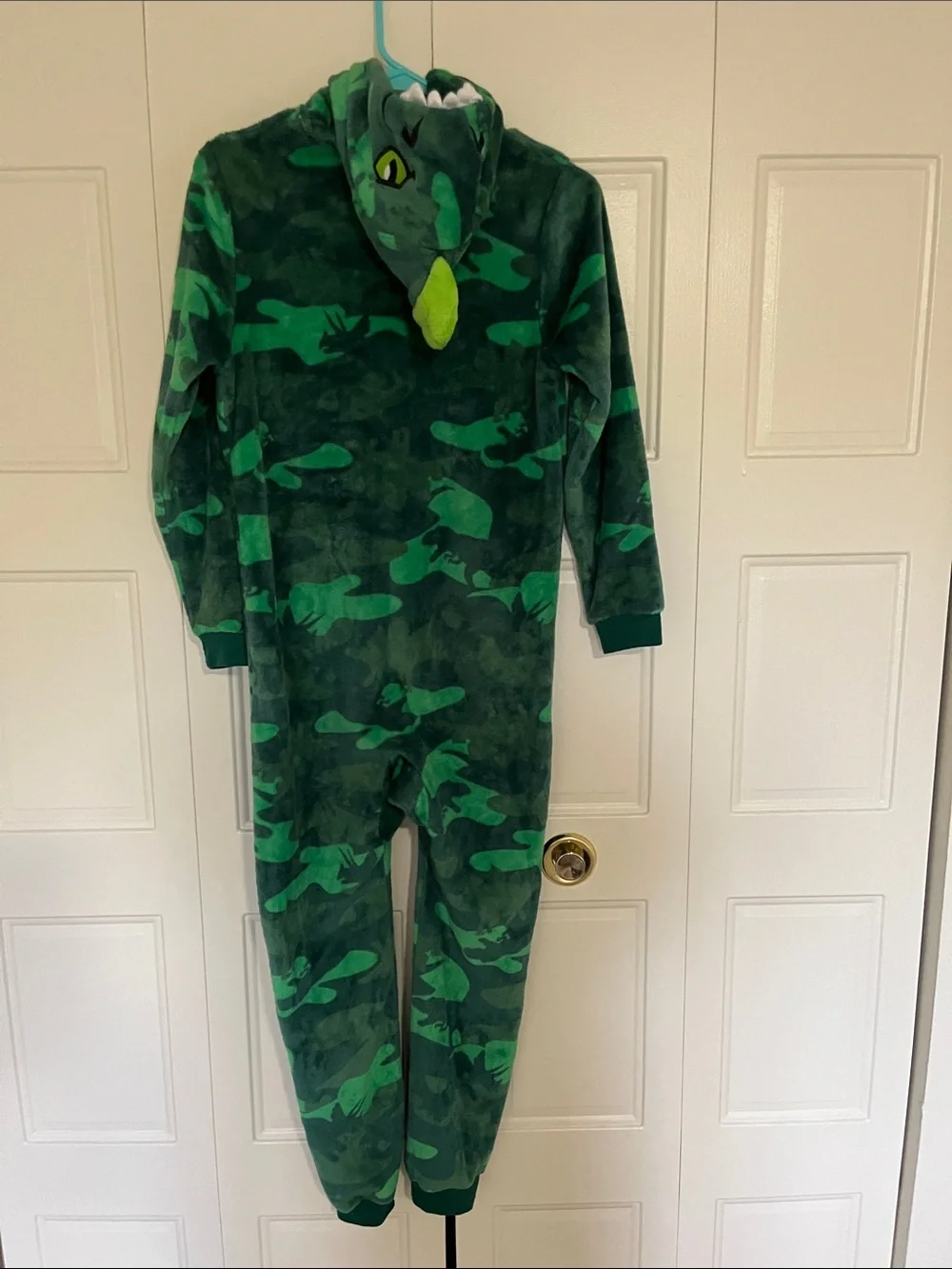 Cozy Green Camo Kids One-Piece Footie with Hood